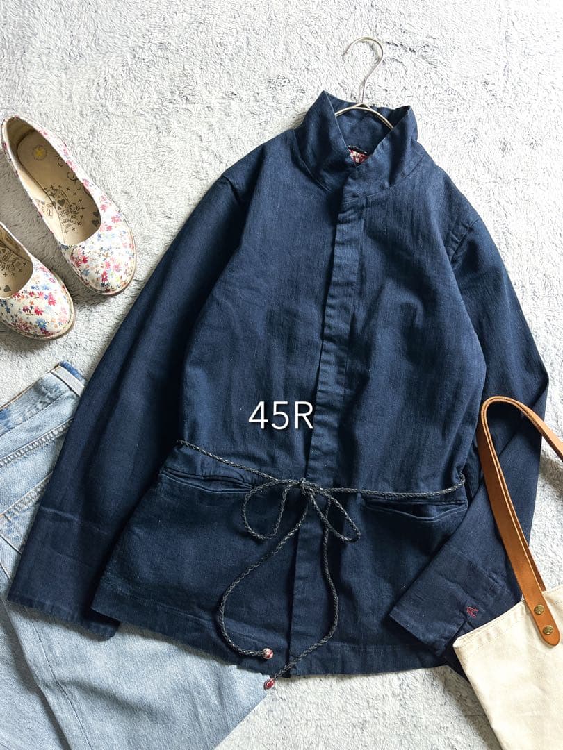 【45R】45rpm コットン混 インディゴカバーオール レザーベルト 1