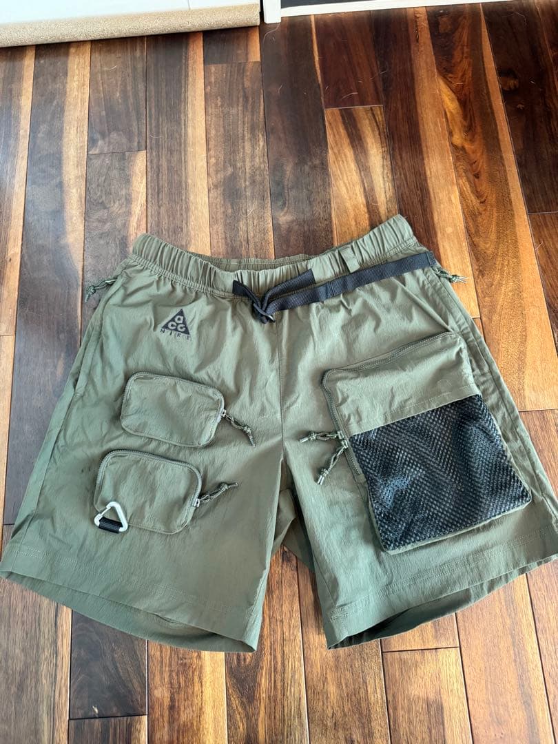 acg カーゴショートパンツ ショーツ 短パン カーキ M マルチポケット