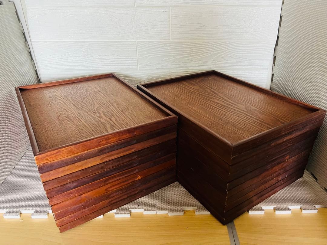 KA48☆お盆☆20枚セット 木製 トレー お膳 和風 レトロ