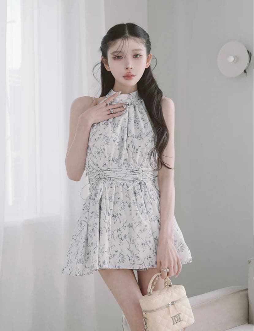 Darich アメスリギャザーフレアミニワンピース グレー FREEサイズ