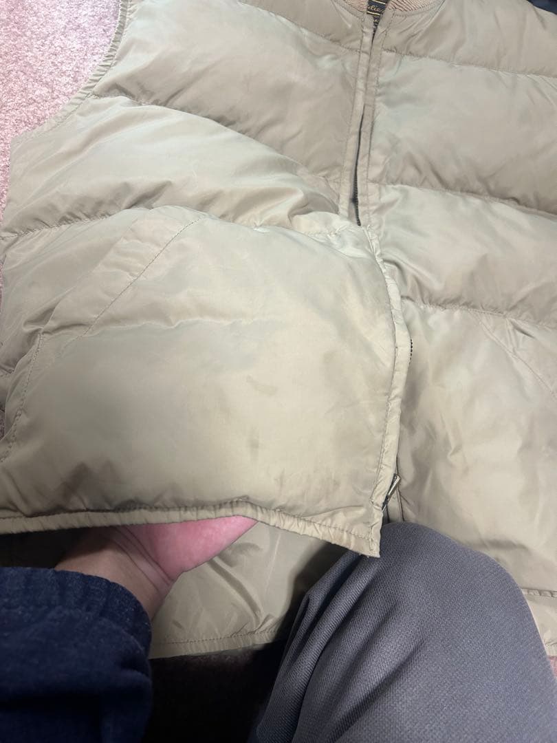Eddie Bauer ダウンベスト カーキ 黒タグ 80s 短丈