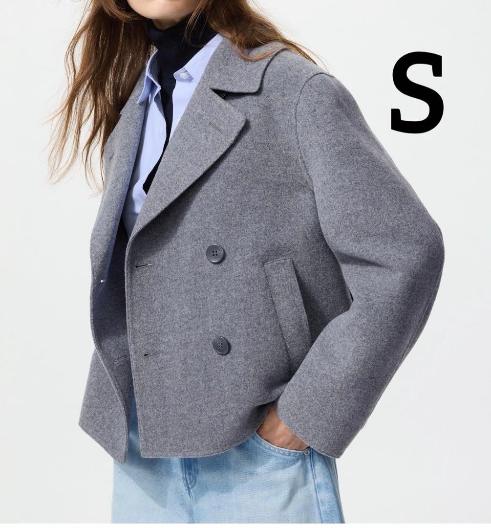 新品　ユニクロ　ダブルフェイスショートコートリラックスフィット　S