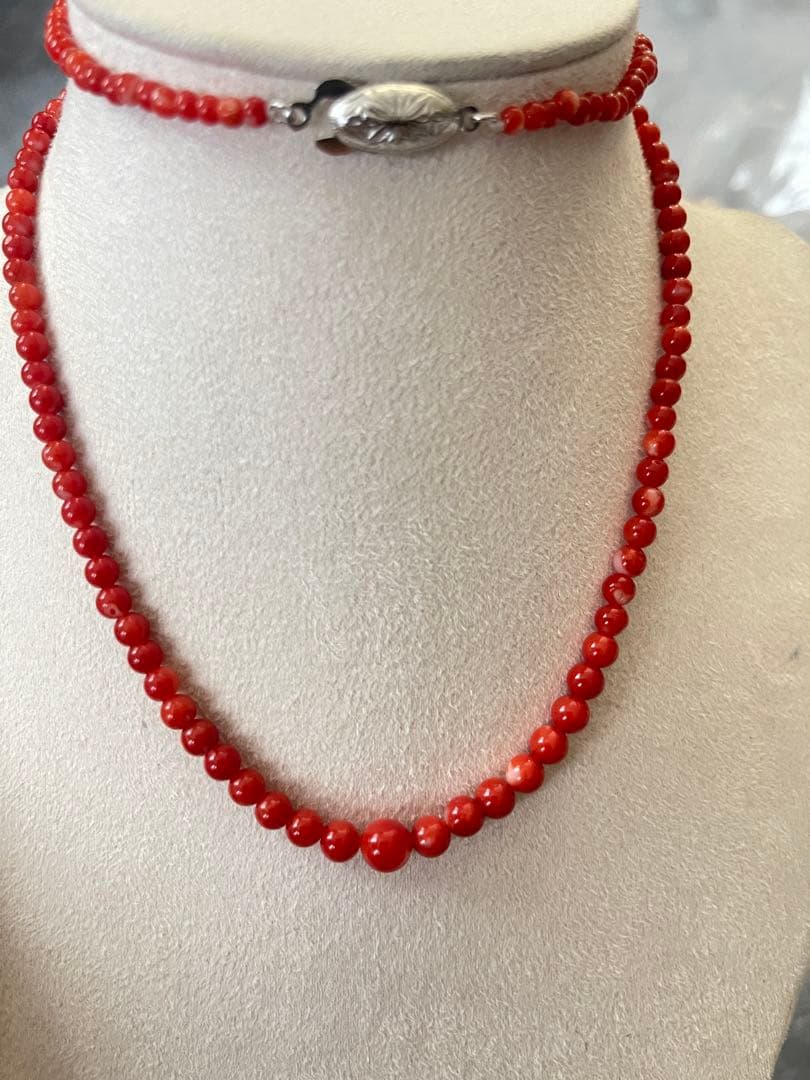 珊瑚サンゴネックレス6.9mm、重约16g