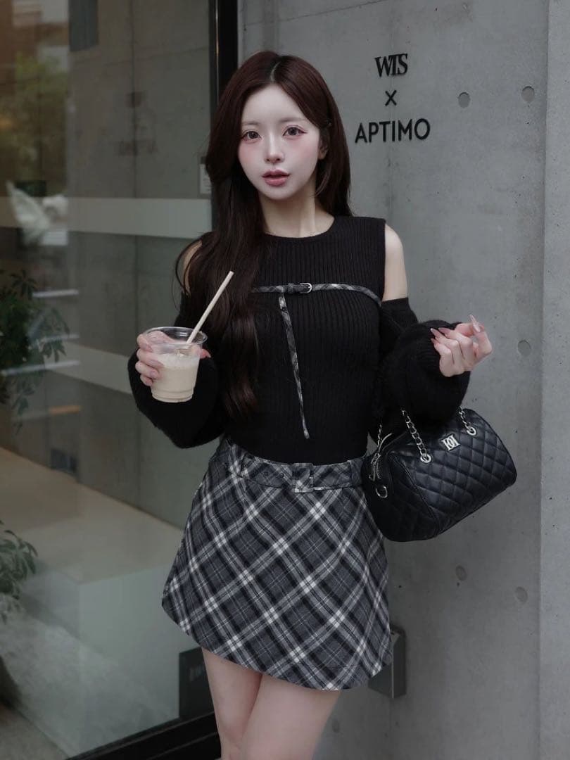 ♡Darich♡ ダーリッチ　ドッキングミドルウエストニットミニワンピース