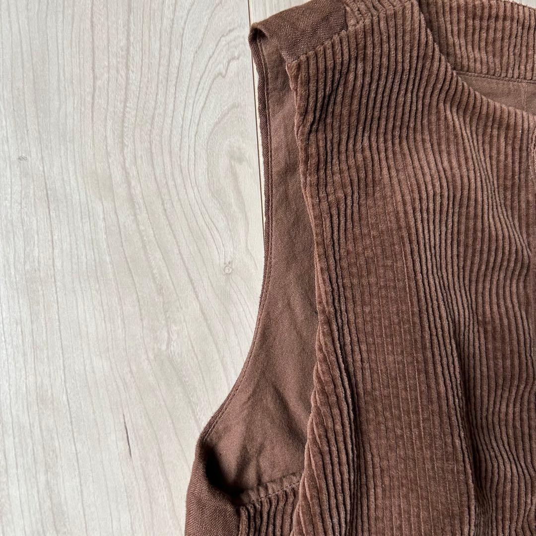 極美品＊nest Robe コットンコーデュロイハンティングベスト 後身頃リネン