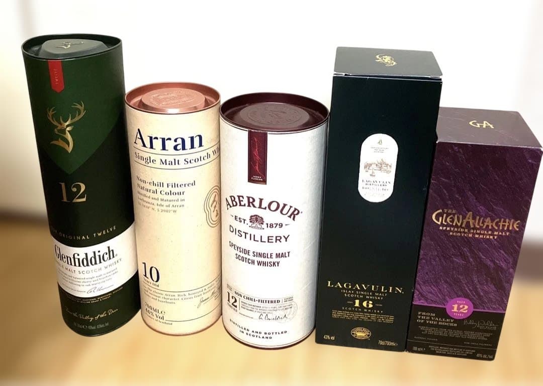 ウイスキー5本セット　アラン10年、ラガヴーリン16年、グレンアラヒー12年等