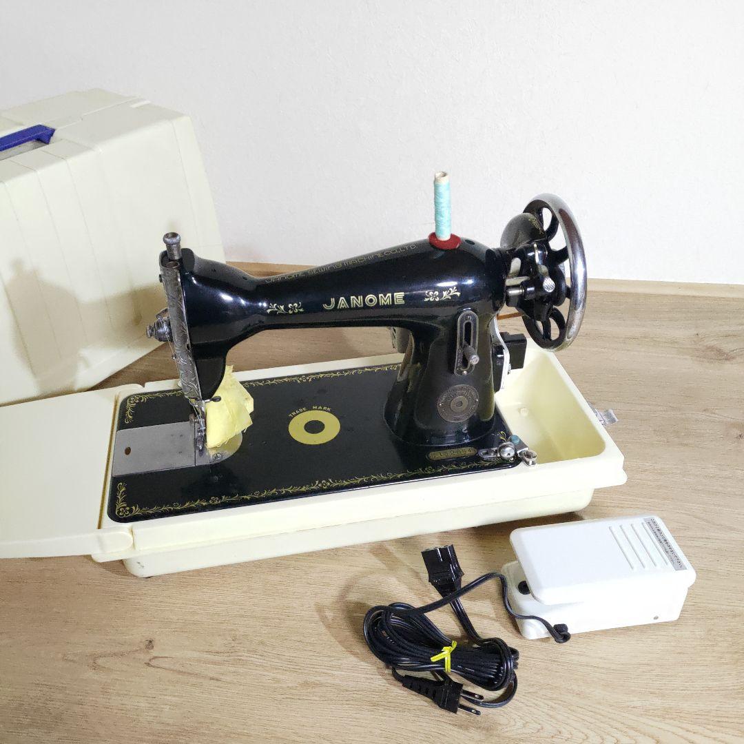 極美品 95年 ジャノメミシン アンティーク 電動 ペダル付き