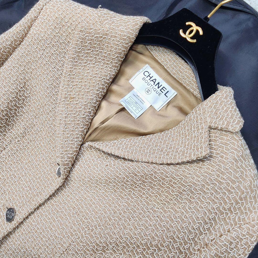 極美品✨CHANEL 98P ジャケット 刺繍 銀ボタン 38 ベージュ