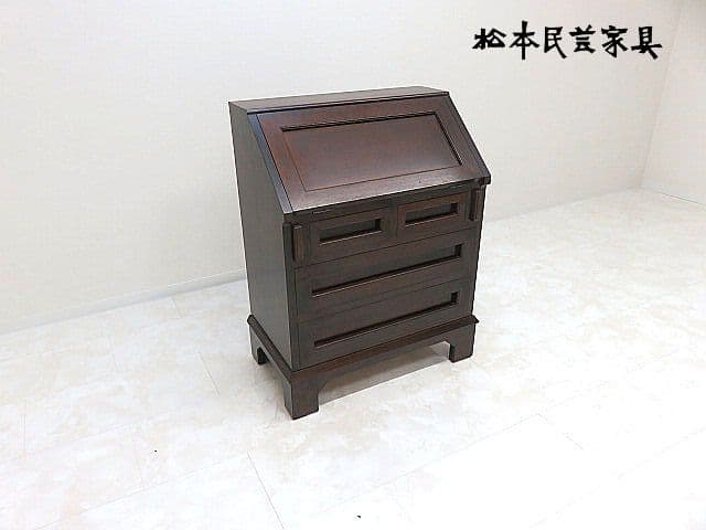 松本民芸家具 ミズメ桜無垢 高山式ライティングビューロー 　ライティングデスク