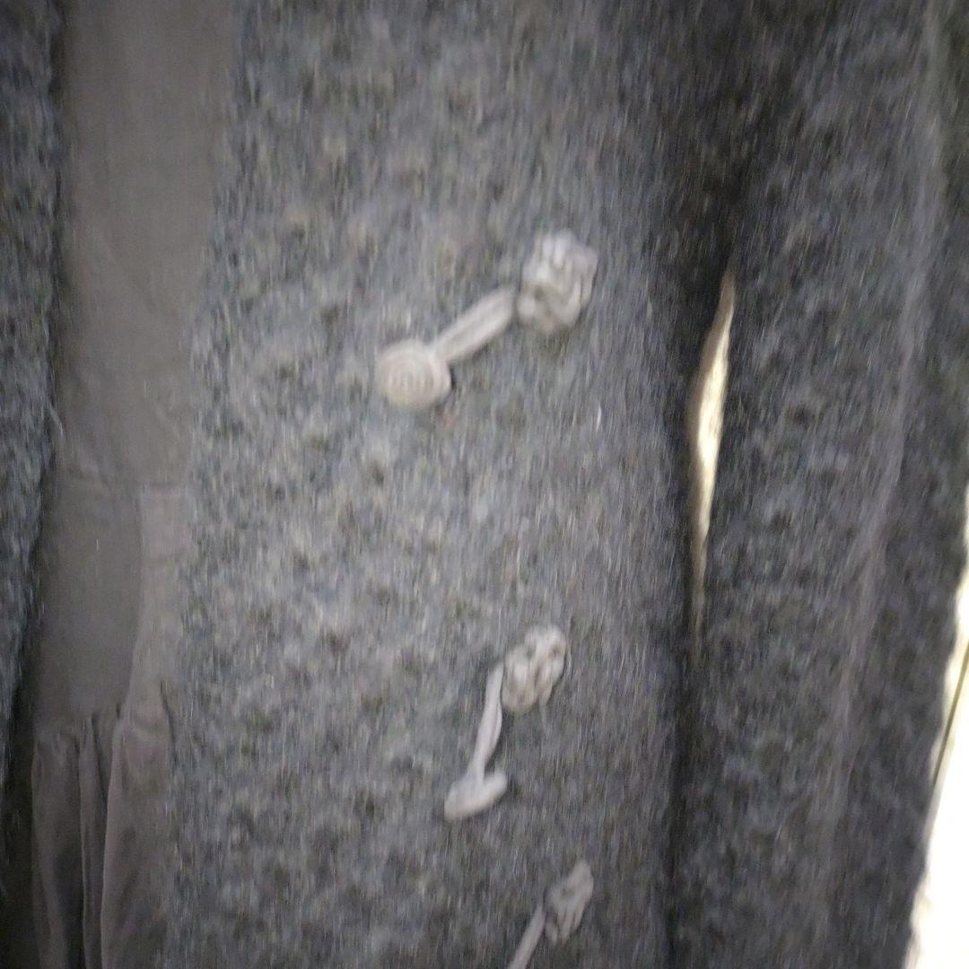 ワンダフルワールド　黒に豪華な花モチーフ付　モヘヤカーディガン 難有り