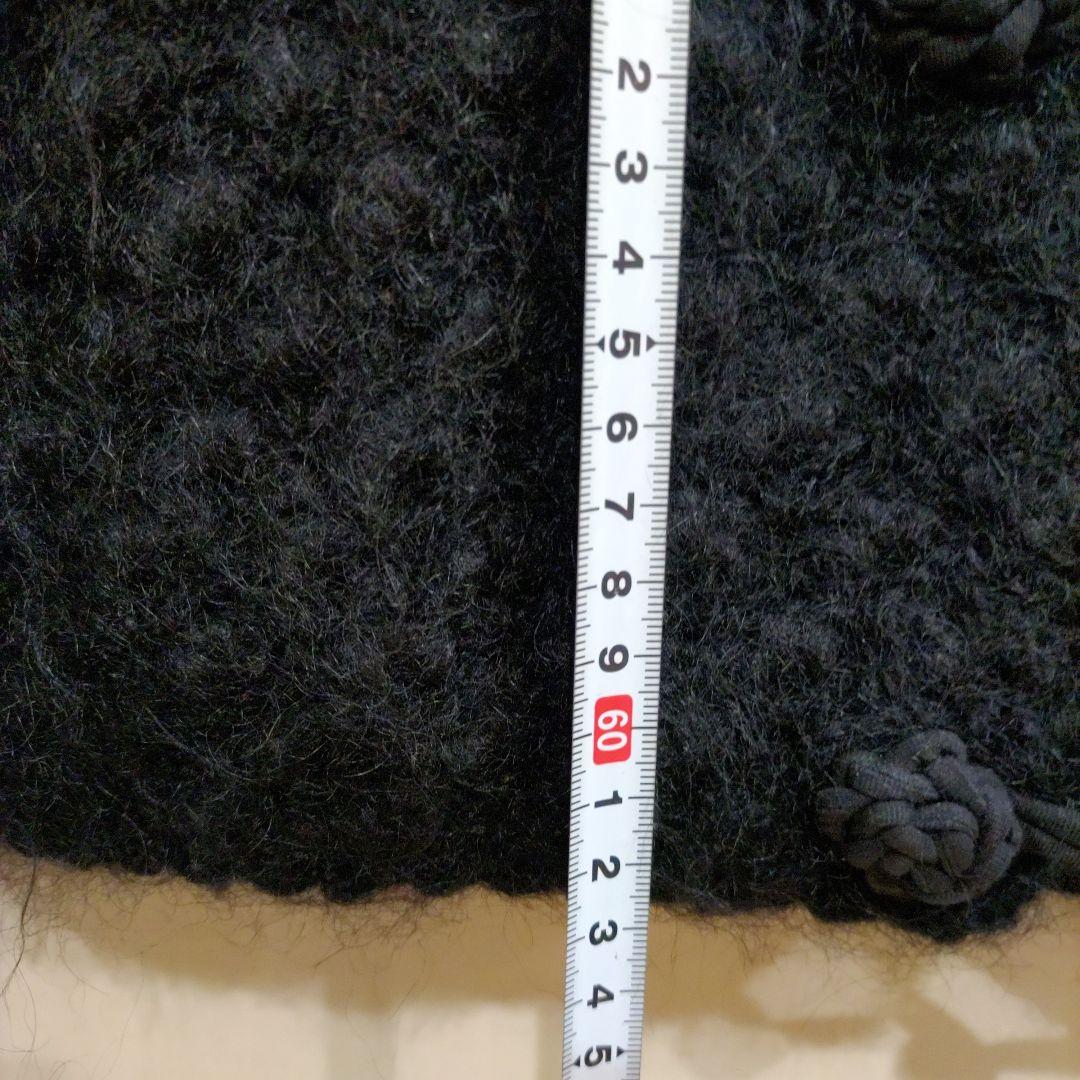 ワンダフルワールド　黒に豪華な花モチーフ付　モヘヤカーディガン 難有り