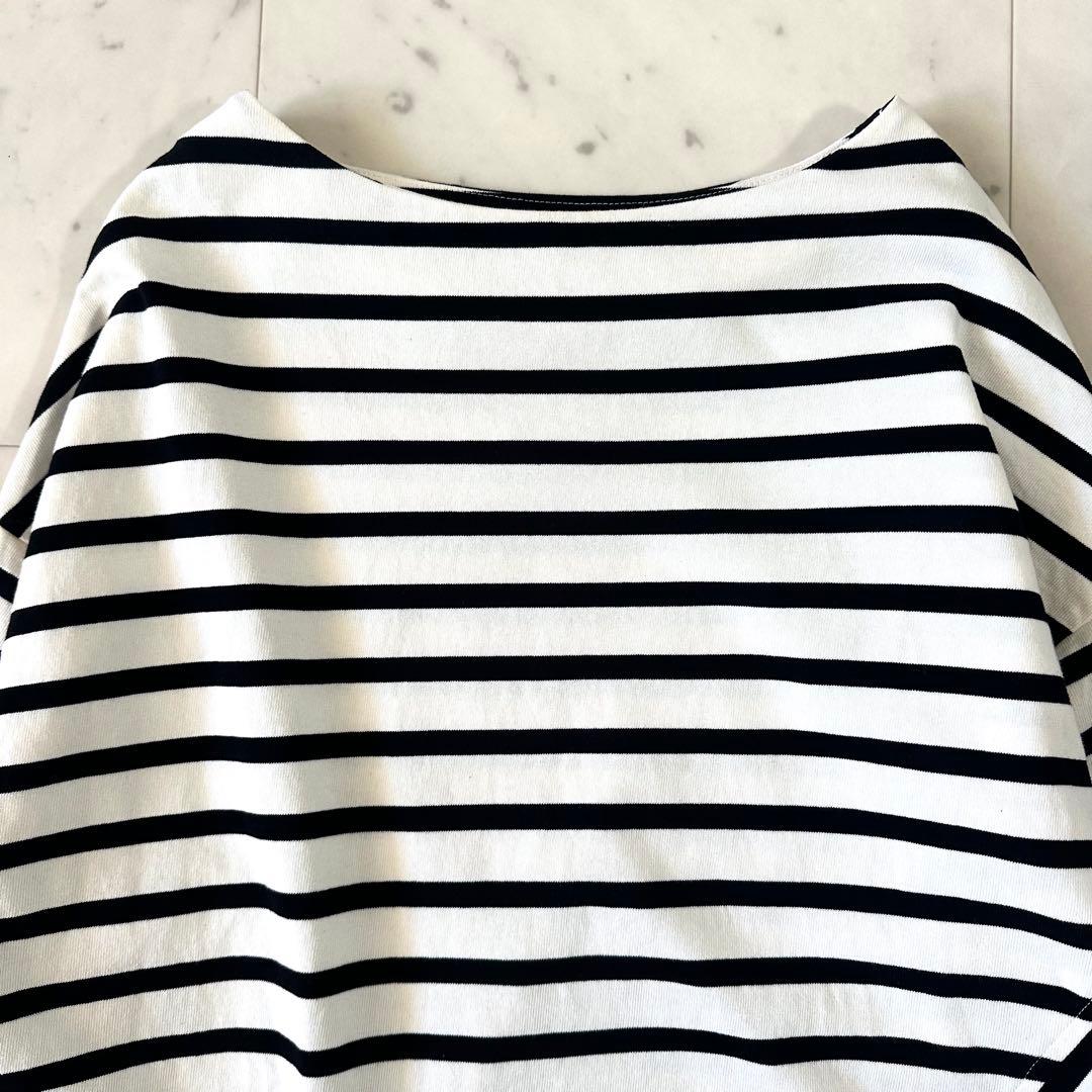 極美品♪ビアズリー アシンメトリー 切替ボーダーブラウス 花刺繍 フラワー