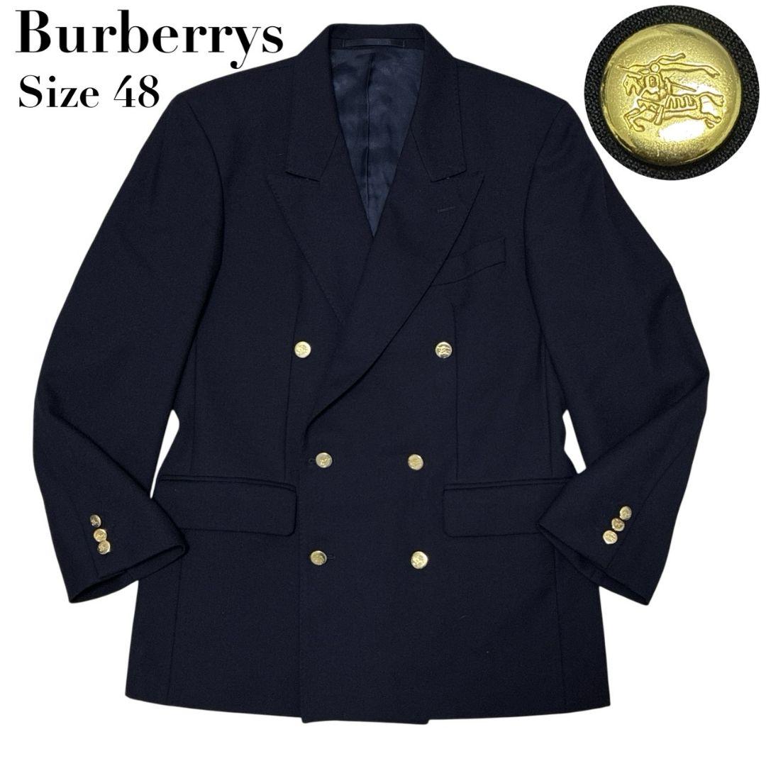 極美品★Burberrys バーバリー ダブルジャケット 紺ブレ 金ボタン 48