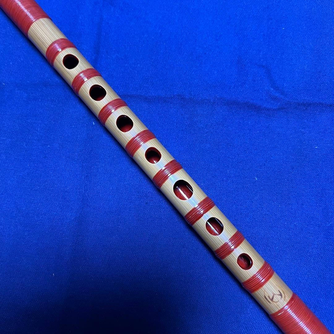 篠笛 丸山 8本調子 唄用 笛師俣野眞龍作 朱籐総巻
