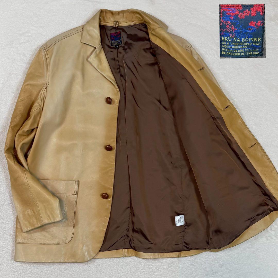 馬革 ブルーナボイン テーラードジャケット くるみボタン レザージャケット