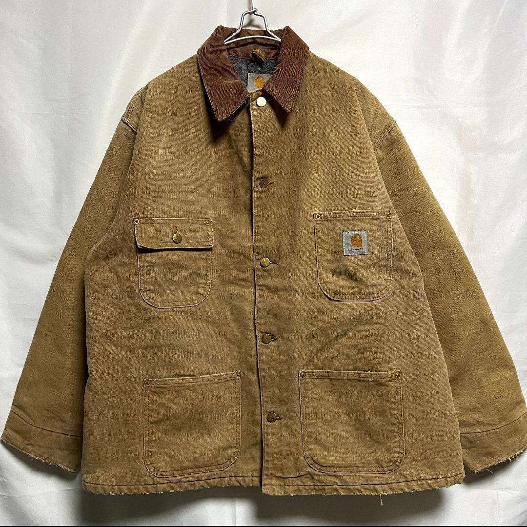 USA製 80'sカーハート ブランケット ダックジャケット カバーオール 金釦