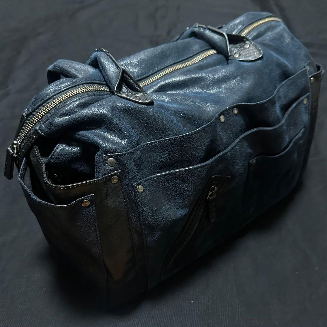 00s Tornado Mart パイソン 型押しレザー ボストンバッグ