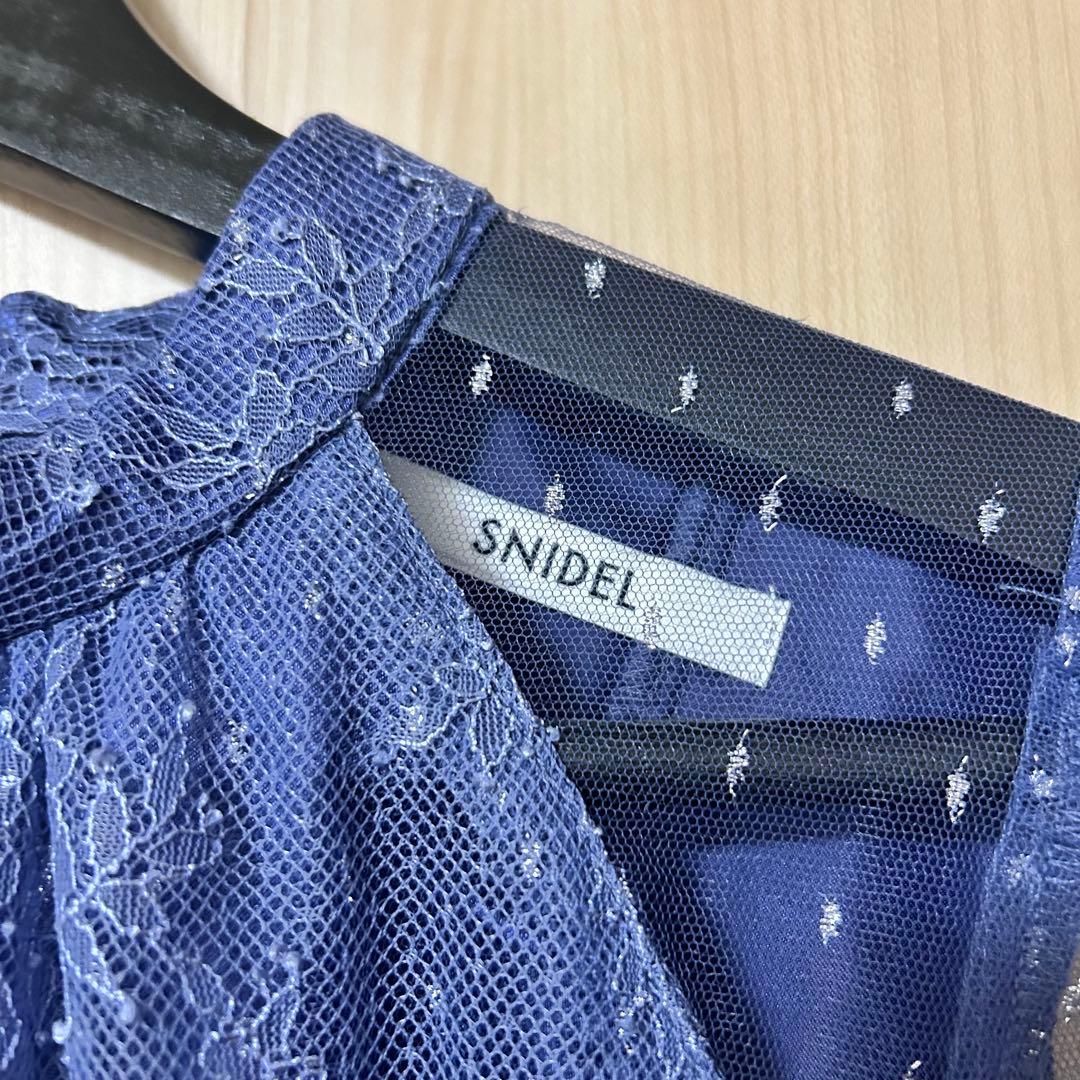 SNIDEL シアーショルダーレースドレス DBLU 0