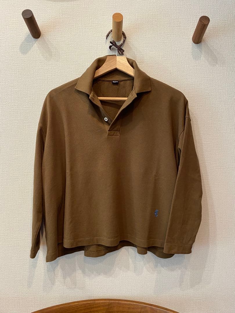 バナベリー 45R ブラウン 7分袖ポロシャツ