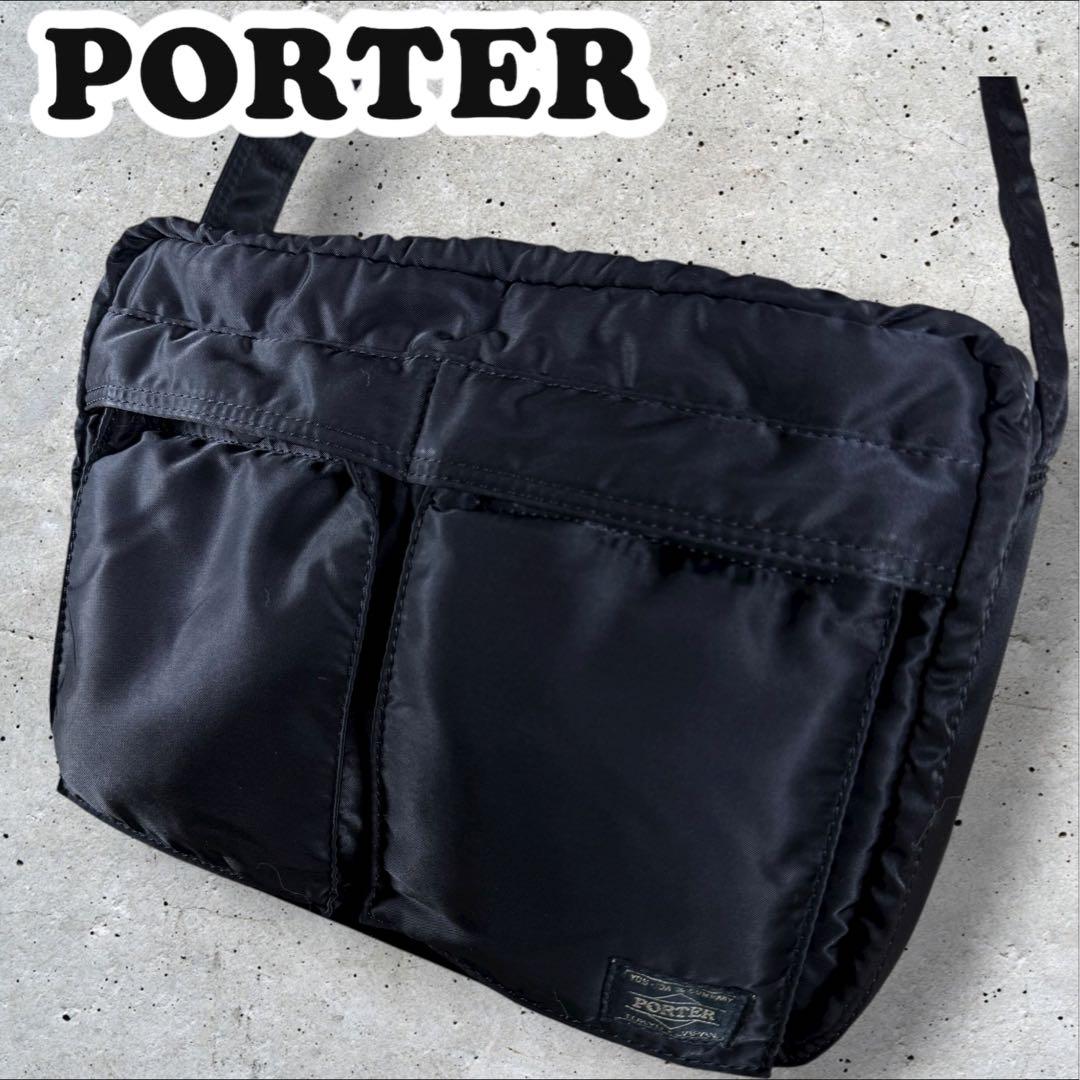 美品 ポーター PORTER タンカー 2室式 ショルダーバッグ（M） ブラック