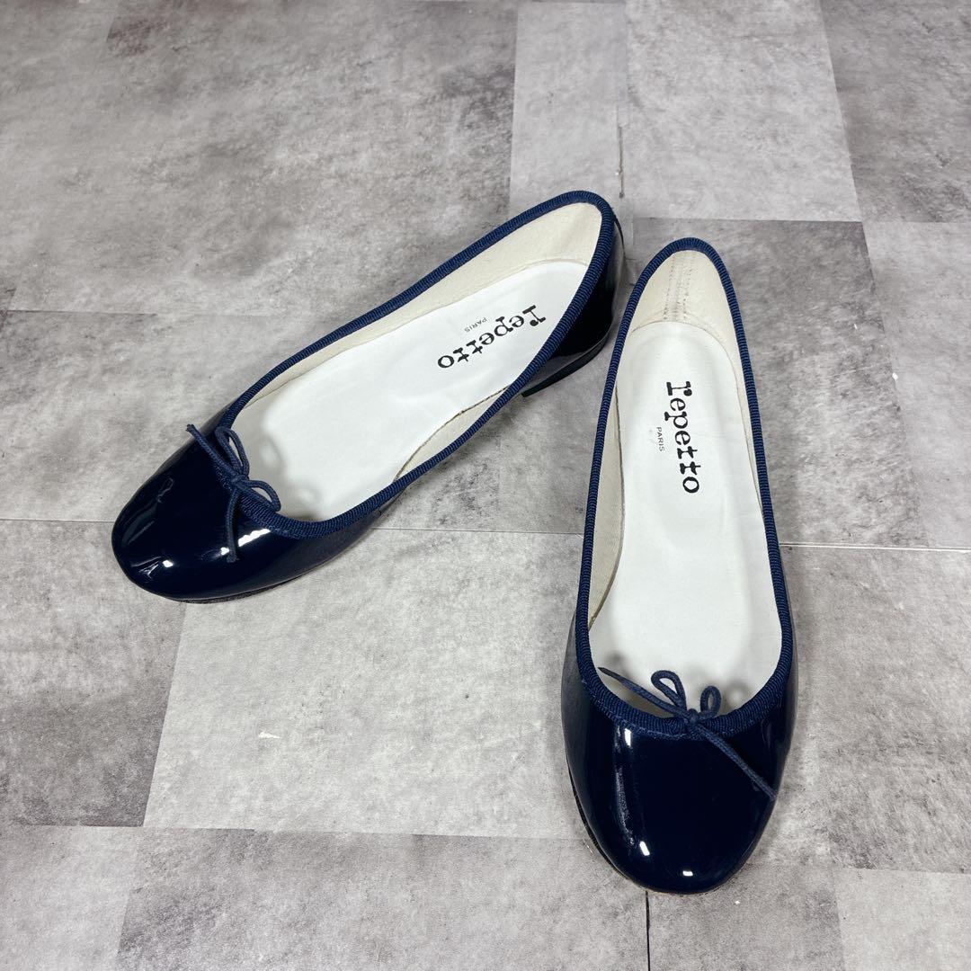【良品】✨repetto バレエシューズ　フラットパンプス　ネイビー36.5