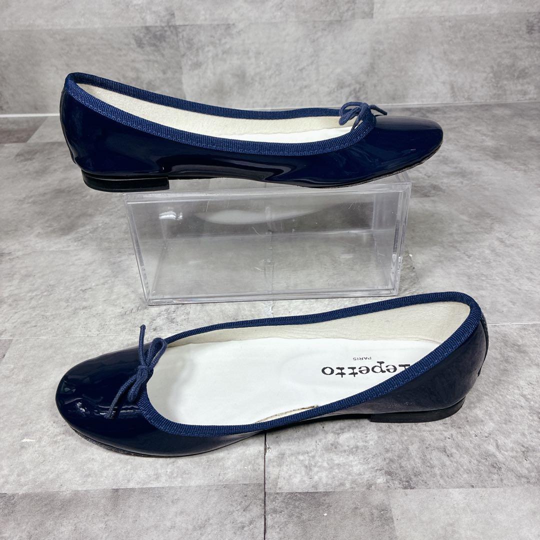 【良品】✨repetto バレエシューズ　フラットパンプス　ネイビー36.5