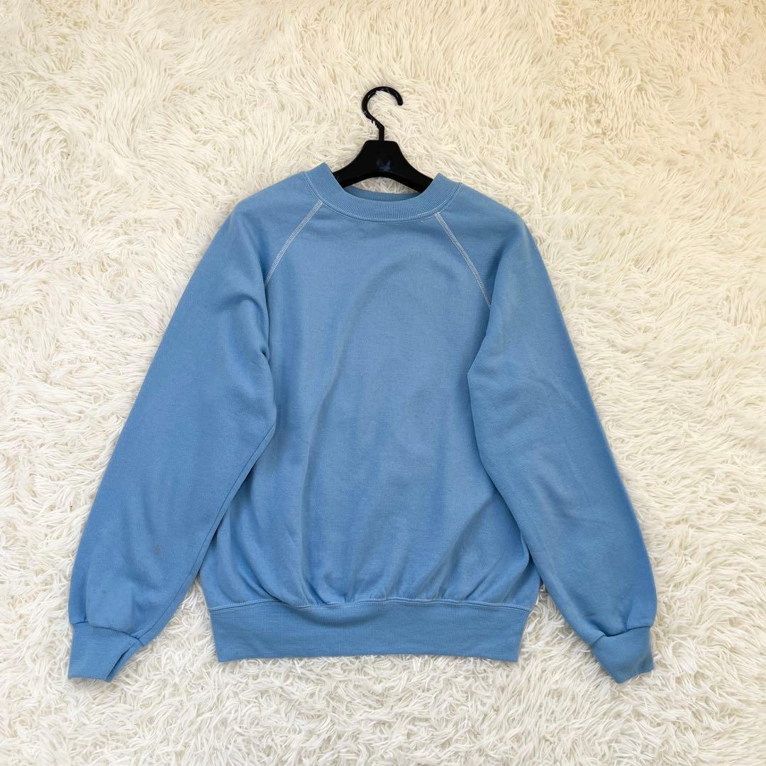 70's USA製 ビンテージ 白足 ミッキー スエット XL 水色