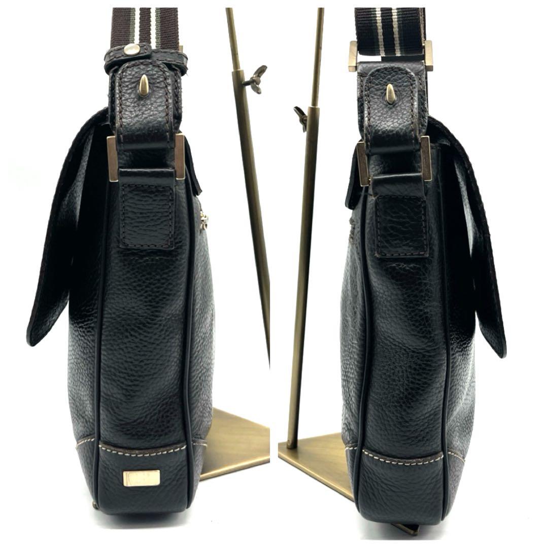 【希少】ダンヒル メッセンジャーバッグ フラップ シボ革 ダークブラウン