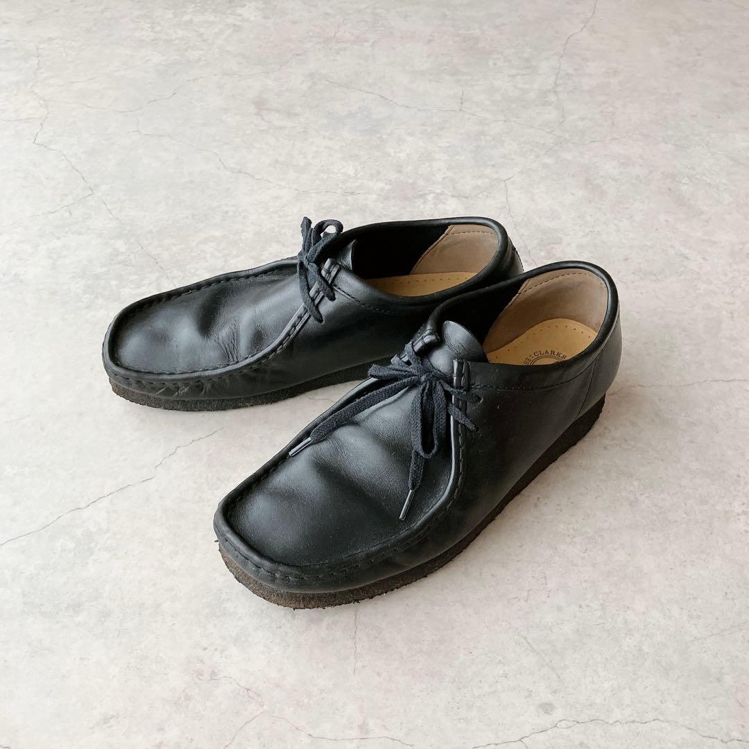 Clarks Originals ワラビー ブラックレザー モカシン 10G