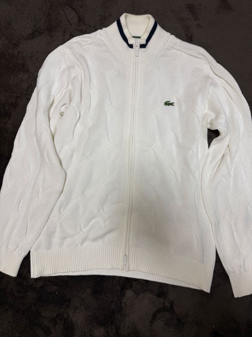 ラコステ ケーブルニット フルジップセーター