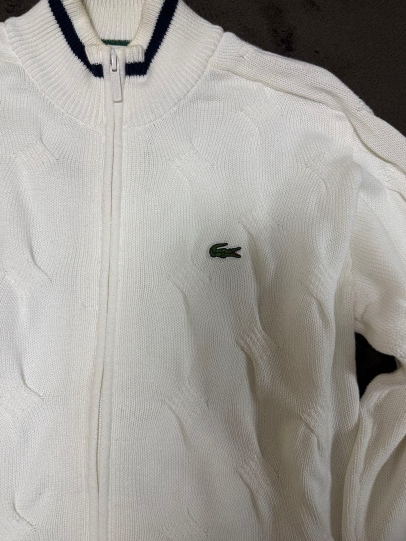 ラコステ ケーブルニット フルジップセーター