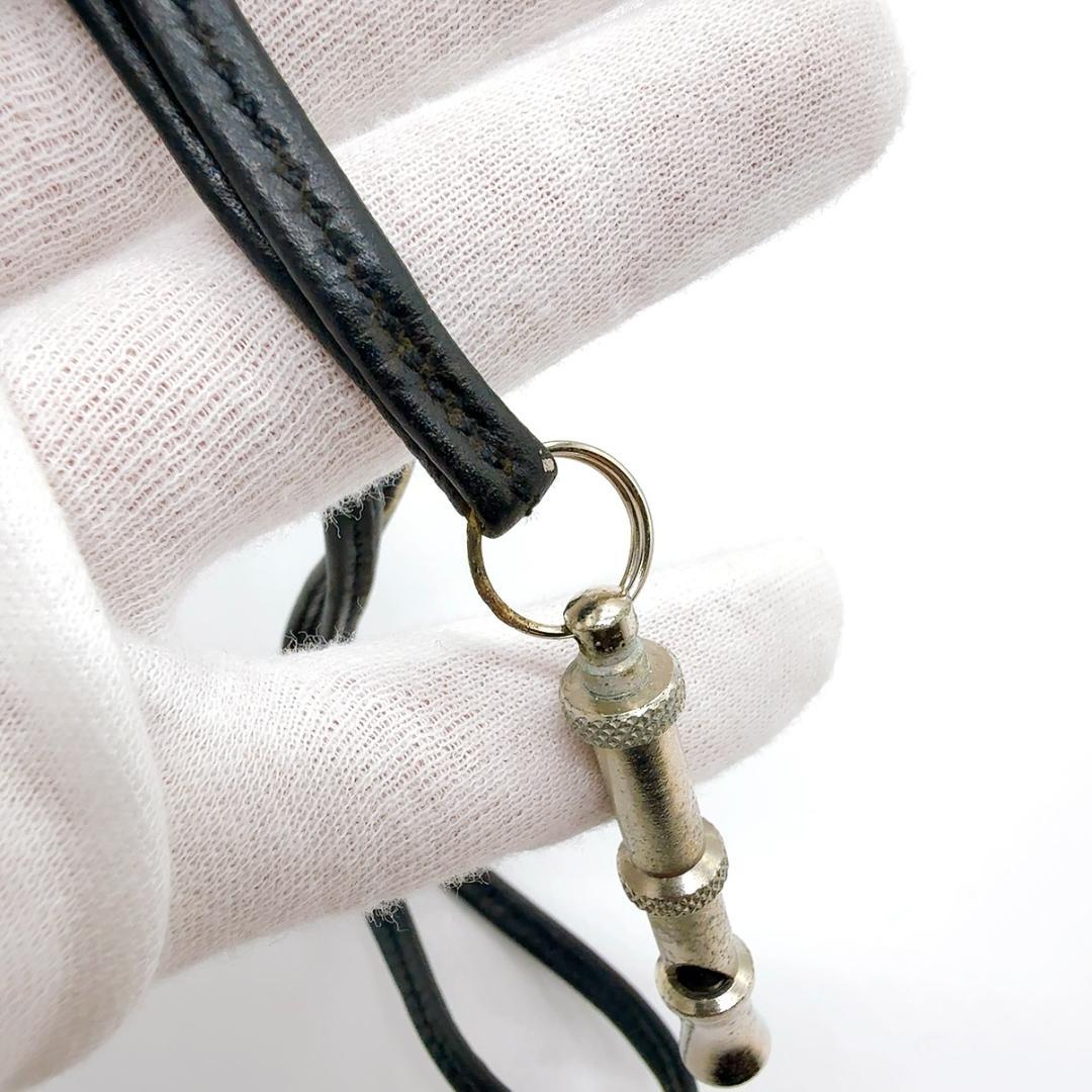 ◇エルメス◇レザー/シフレ/ホイッスル/シルバー/ブラック/ネックレス