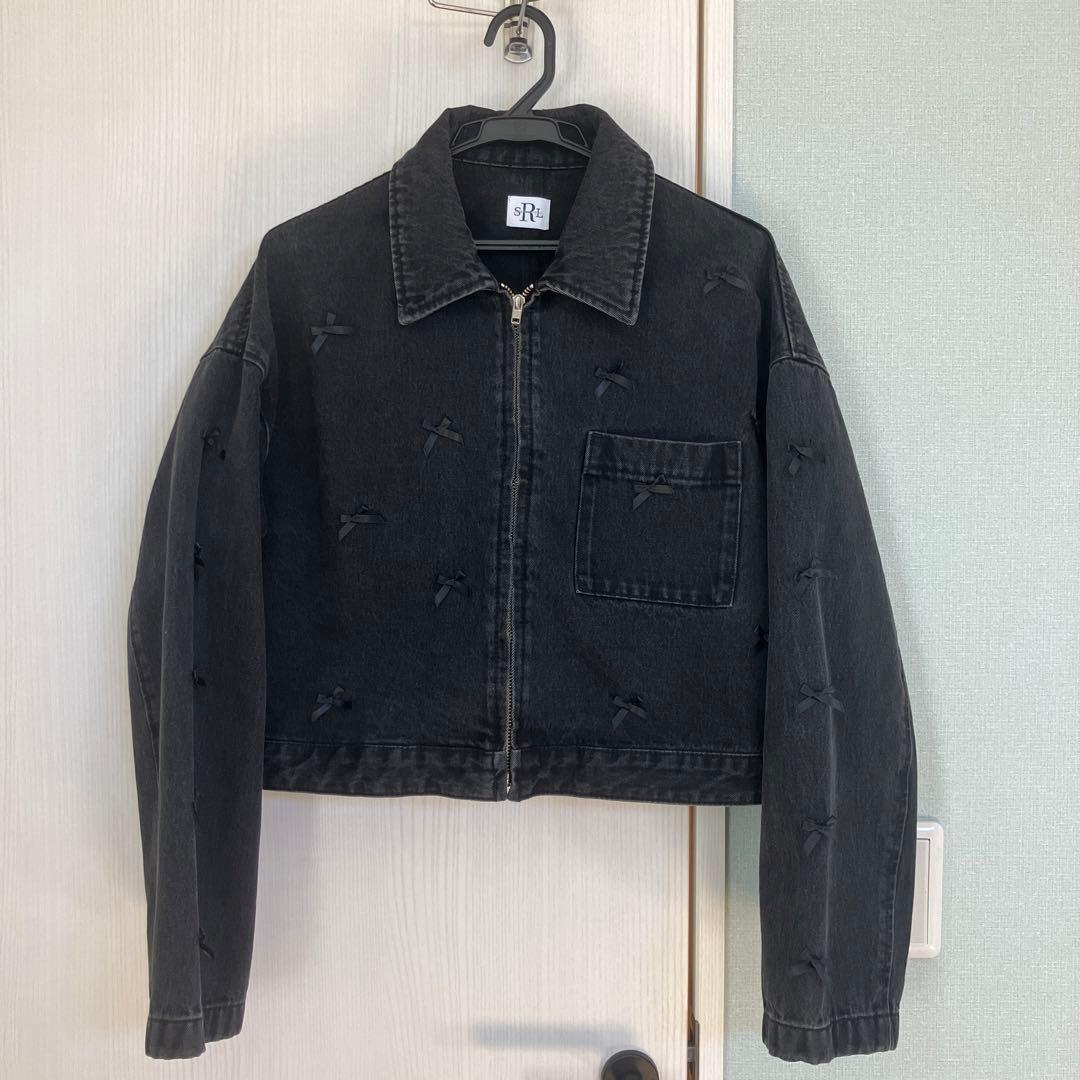 Searoomlyn リボンデニムジャケット　ブラック　フリーサイズ