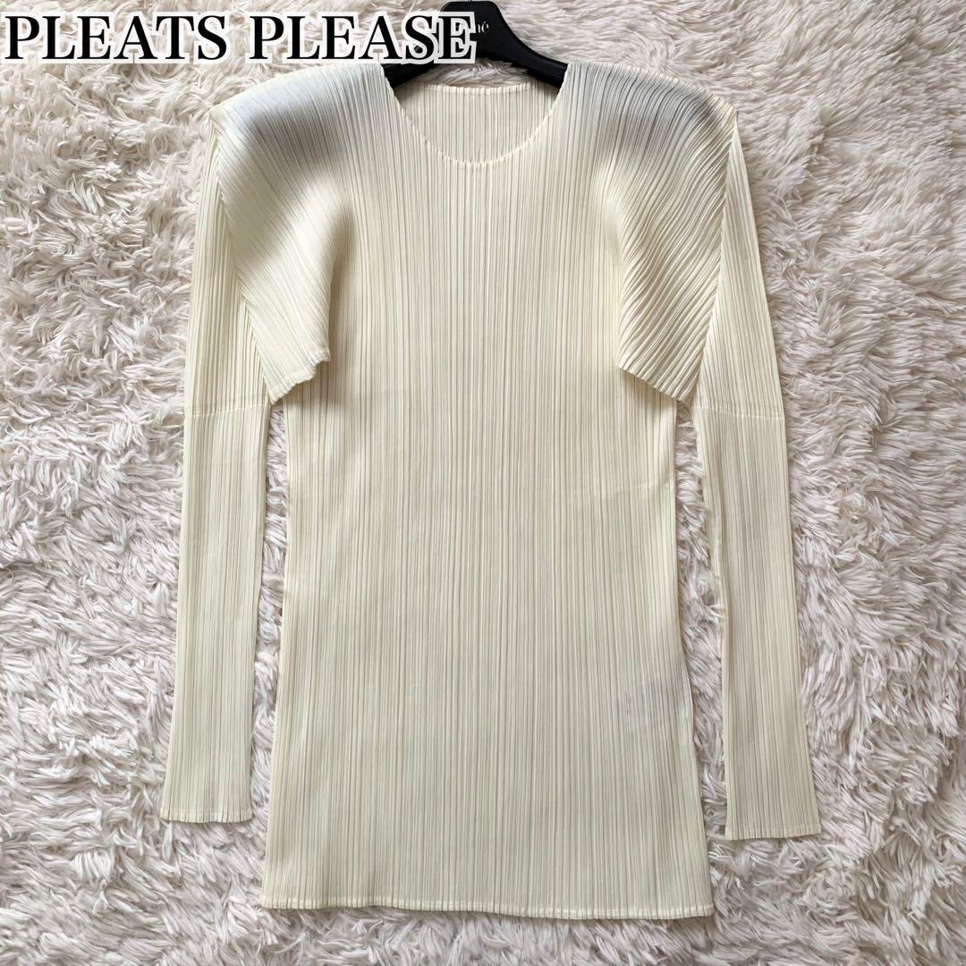 未使用級 希少サイズ✨プリーツプリーズ トップス カットソー 長袖 無地 白