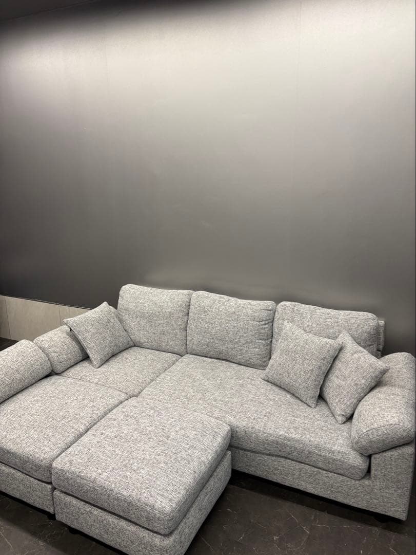 洗えるソファー カバー付きカウチソファ L字 布地 クッション付き