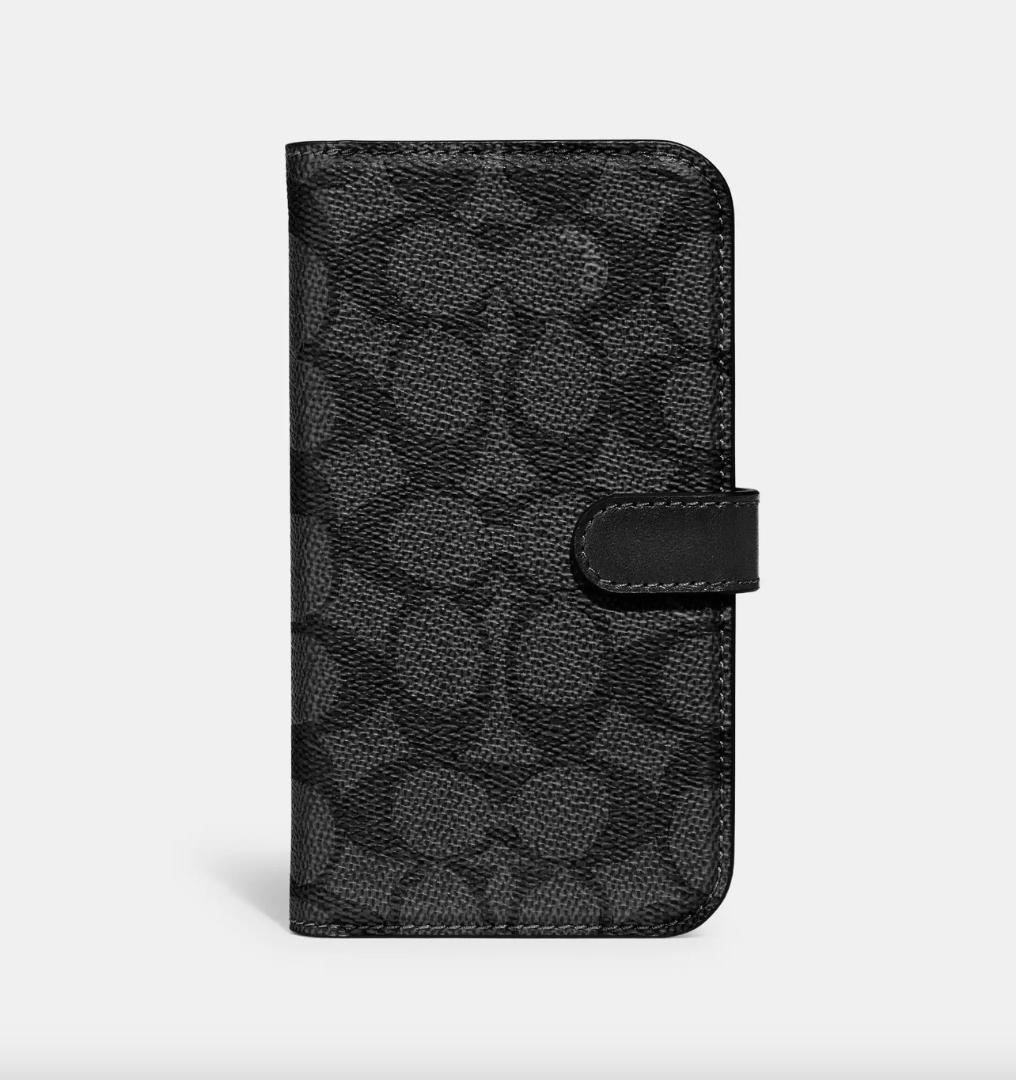 新品 coach IPHONE 14 PRO フォリオ シグネチャー キャンバス