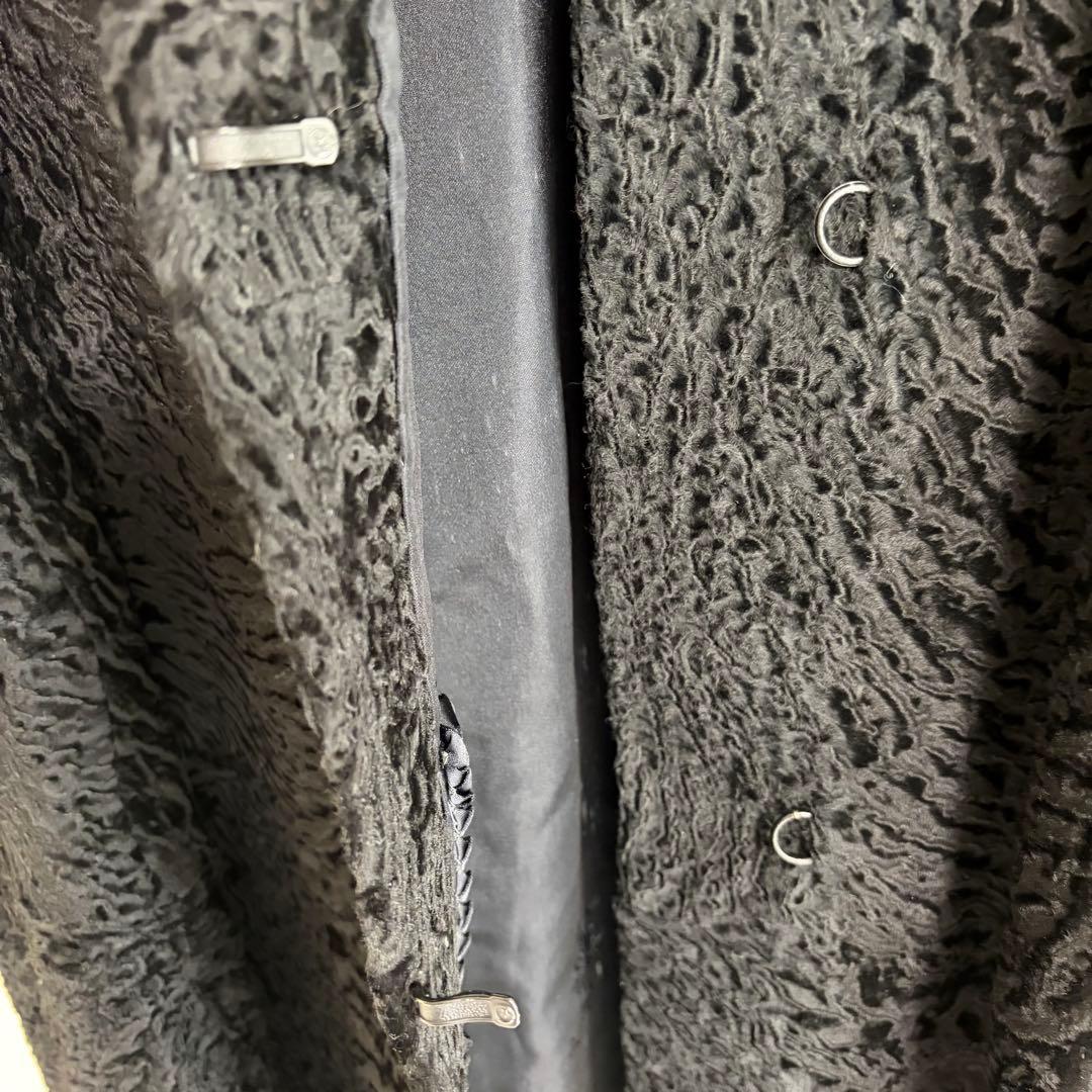 スワカラ　カラクルラム　アストラカン　フォックスファー襟　袖口ミンクロングコート