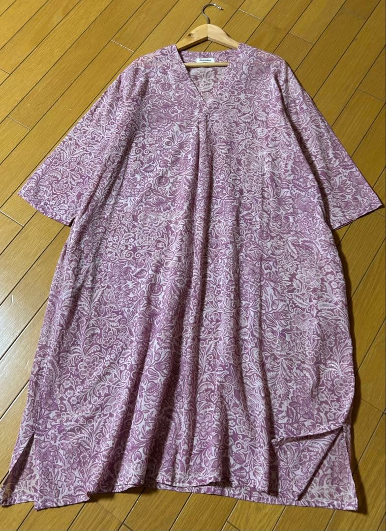 Plantation コットン リネン ボタニカル柄ワンピース