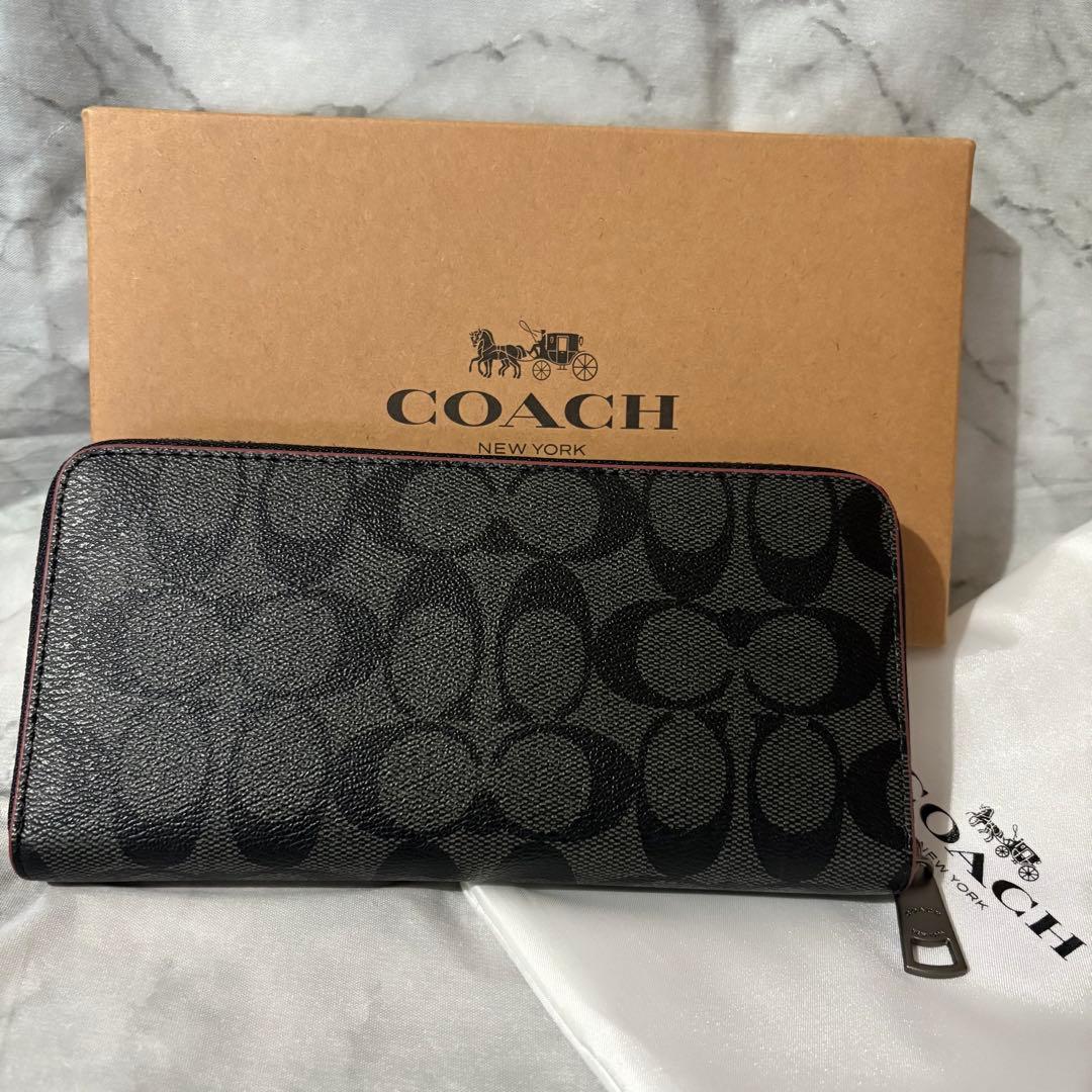 未使用品★COACH コーチ 長財布 F25517 ブラック シグネチャー