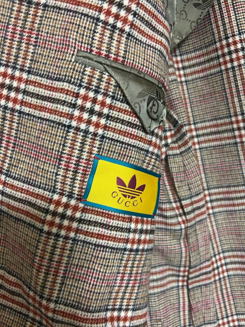 ゴールド GUCCI adidas テーラードジャケット タグ付未使用品