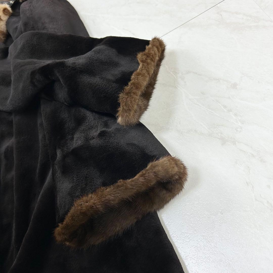 希少 美品 サガミンク ロイヤル レオパード柄 毛皮 ロングコート 42