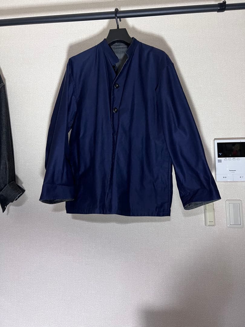 blurms ブルームアンドブランチ別注ノーカラージャケット ネイビー グレー