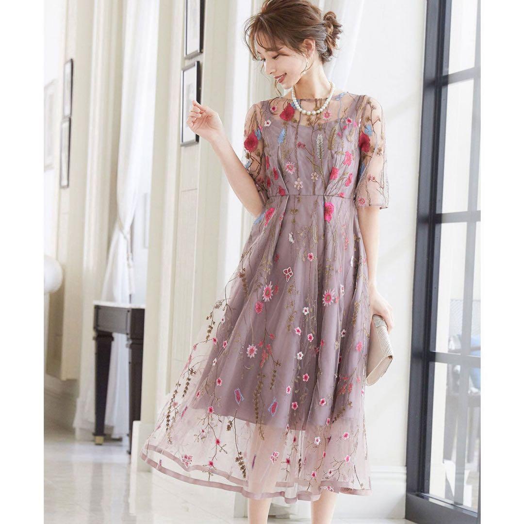 niana♡ヴィンテージ風♡フラワー刺繍♡ドレス ♡結婚式♡ワンピース