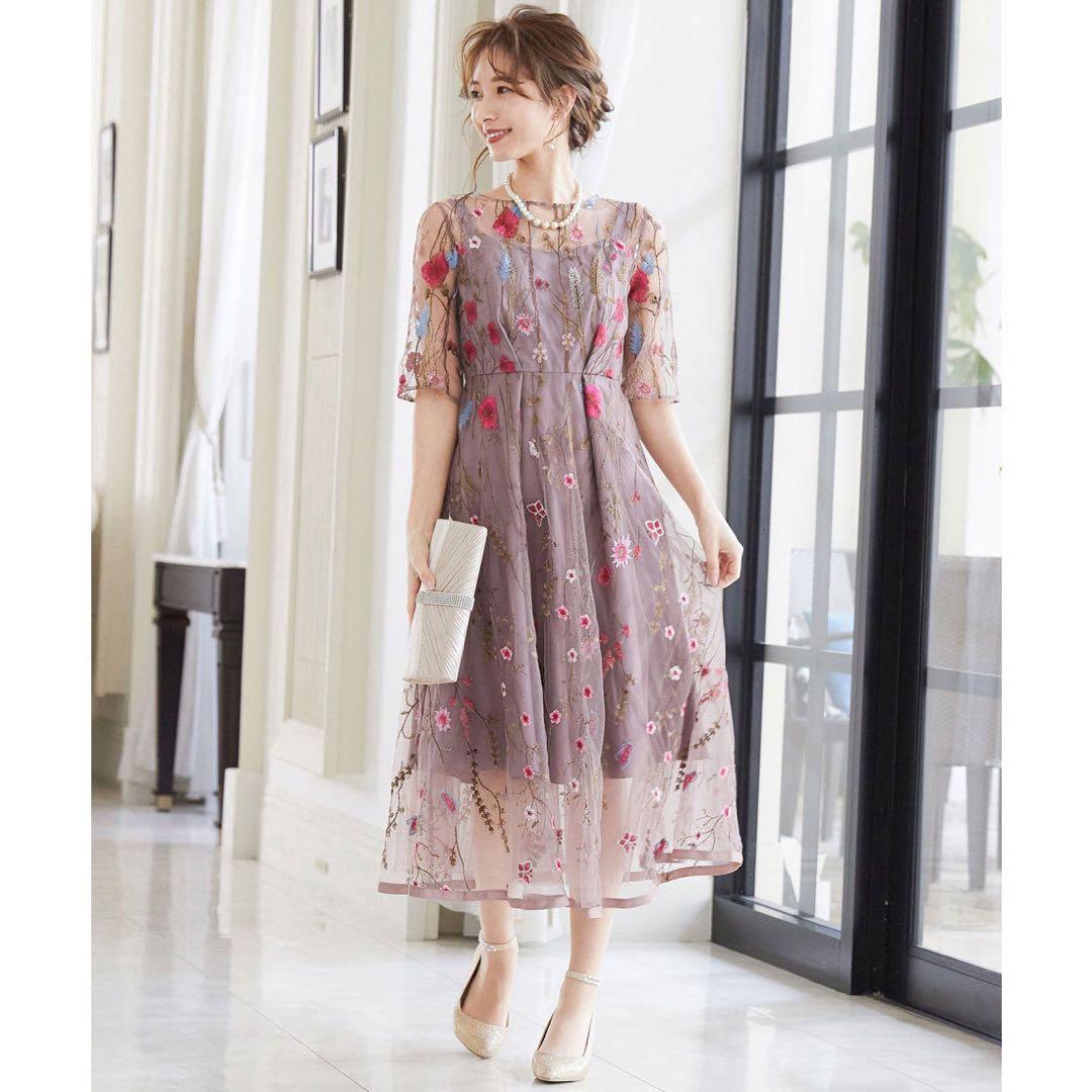 niana♡ヴィンテージ風♡フラワー刺繍♡ドレス ♡結婚式♡ワンピース
