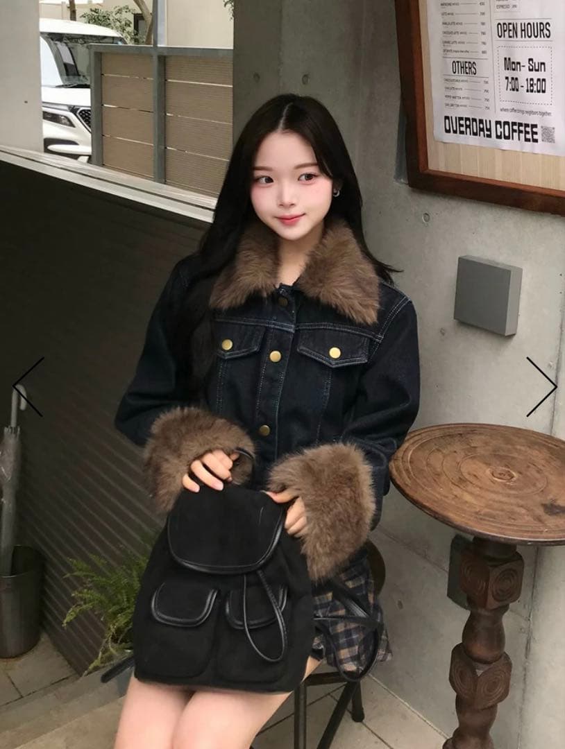 emmy ファータッチデニムジャケット　ファー　デニムジャケット　gジャン
