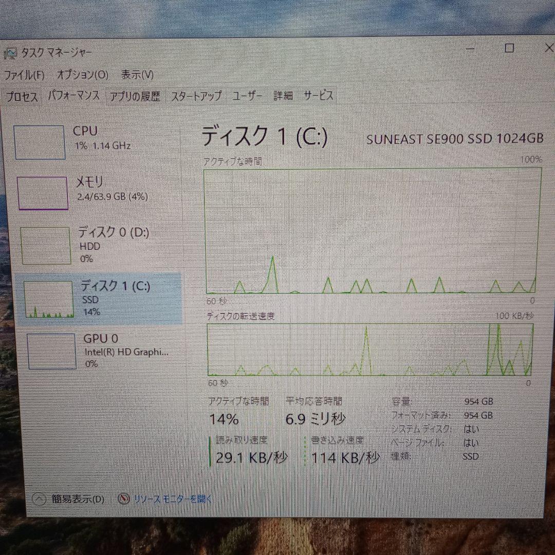 Intel Core i7-6700 デスクトップPC 64GB SSD 1T