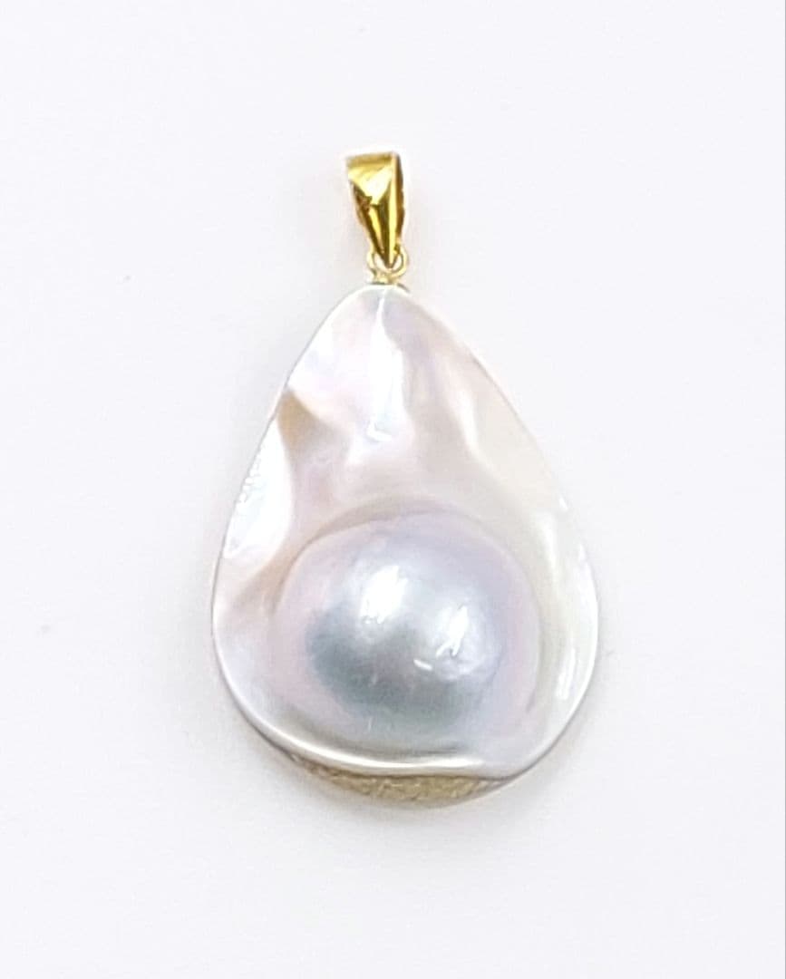 K18 マベパール ネックレストップ 本真珠 ティアドロップ 雫型