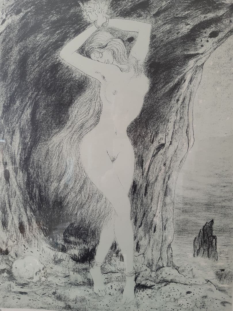 古沢岩美 【アンドロメダ 】リトグラフ E.A ギリシャ神話 額装 希少