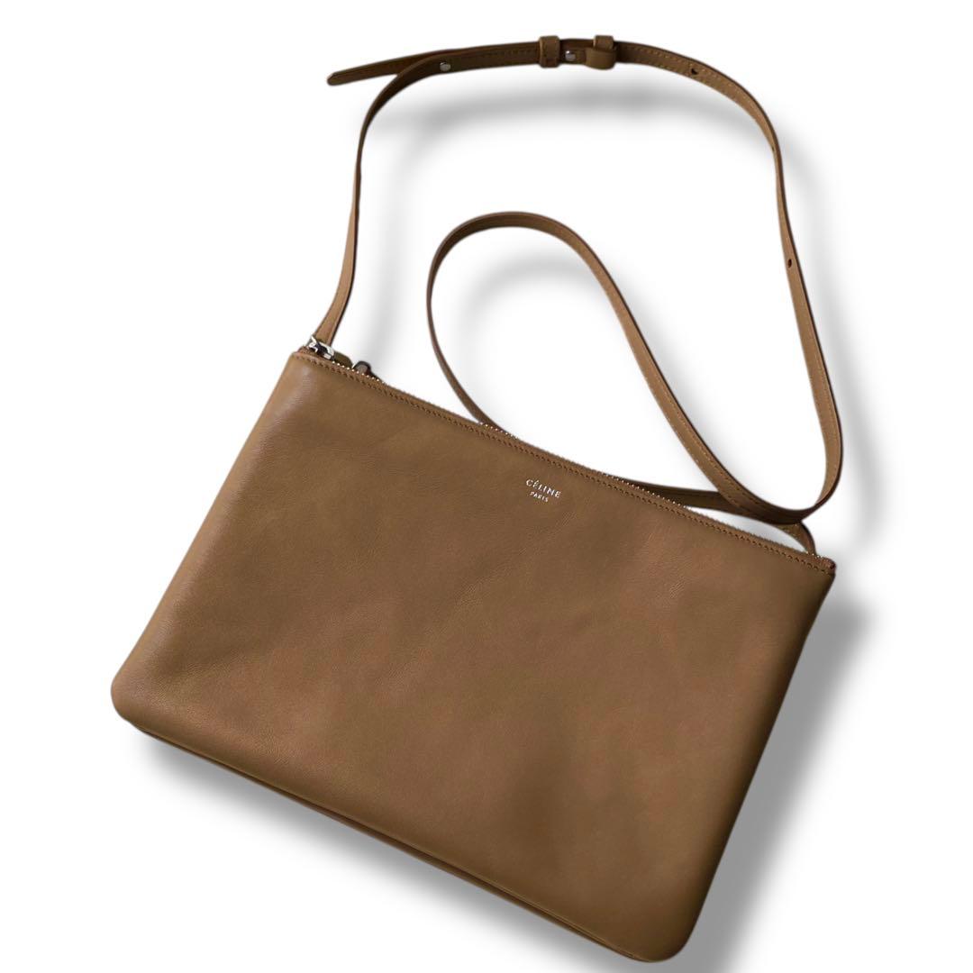 1度使用美品 CELINE セリーヌ ラムスキン キャメル トリコ バッグ