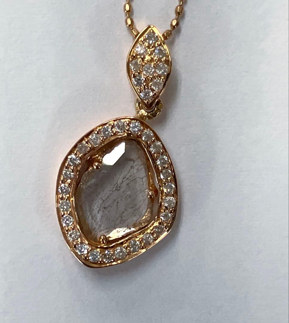 天然ダイヤモンド 天然ダイヤモンド ファンシーカットK18 ペンダントネックレス